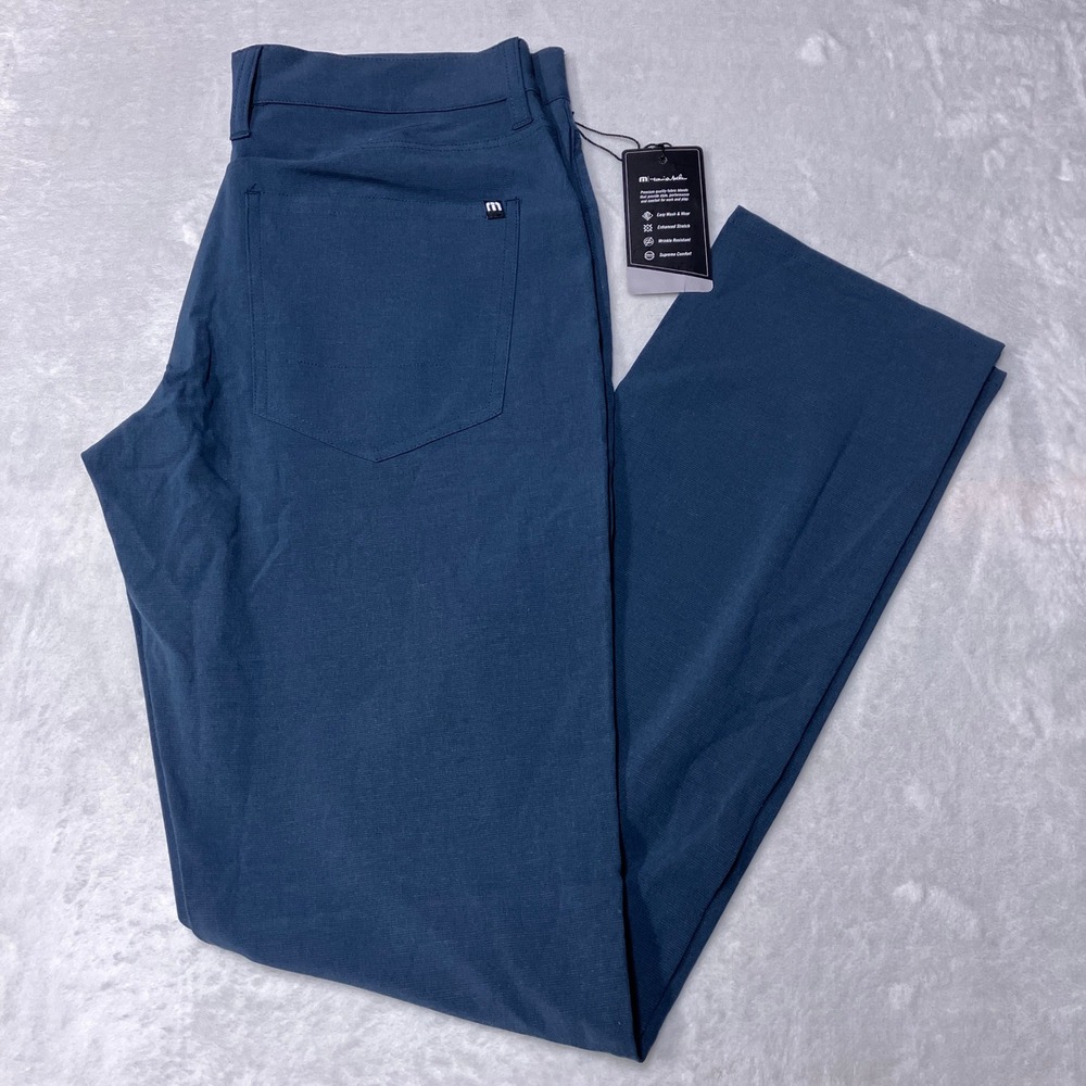 NWT Travis Mathew Pants Open to Close Performance Chino Stretch Blue Mens‎ 30x34